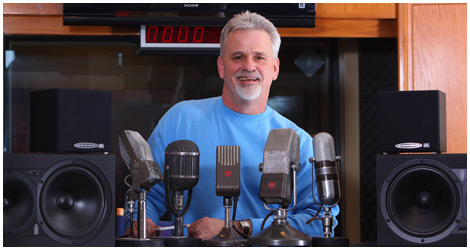 Marty Morgan with his Microphones at his Nashville Voice Over Studio